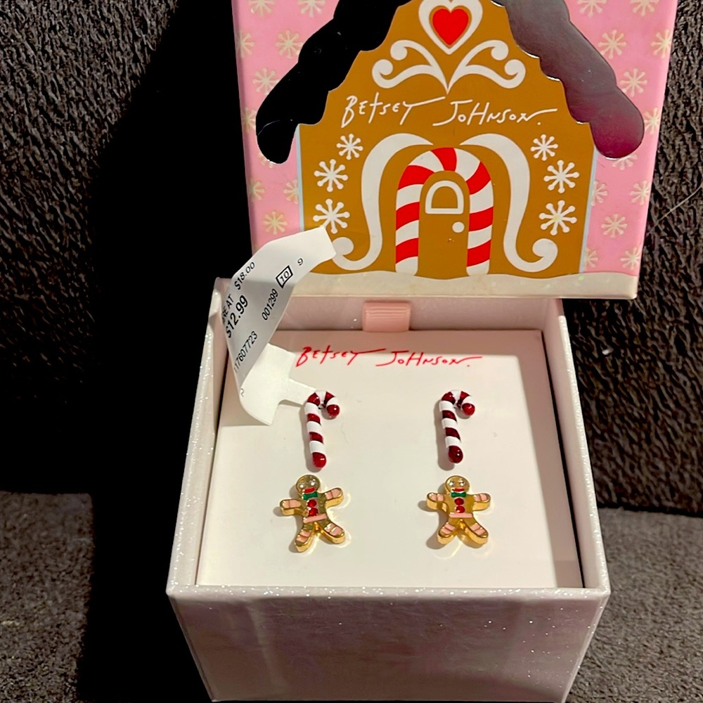 Betsey Johnson set of two pairs of Christmas earrings NWT